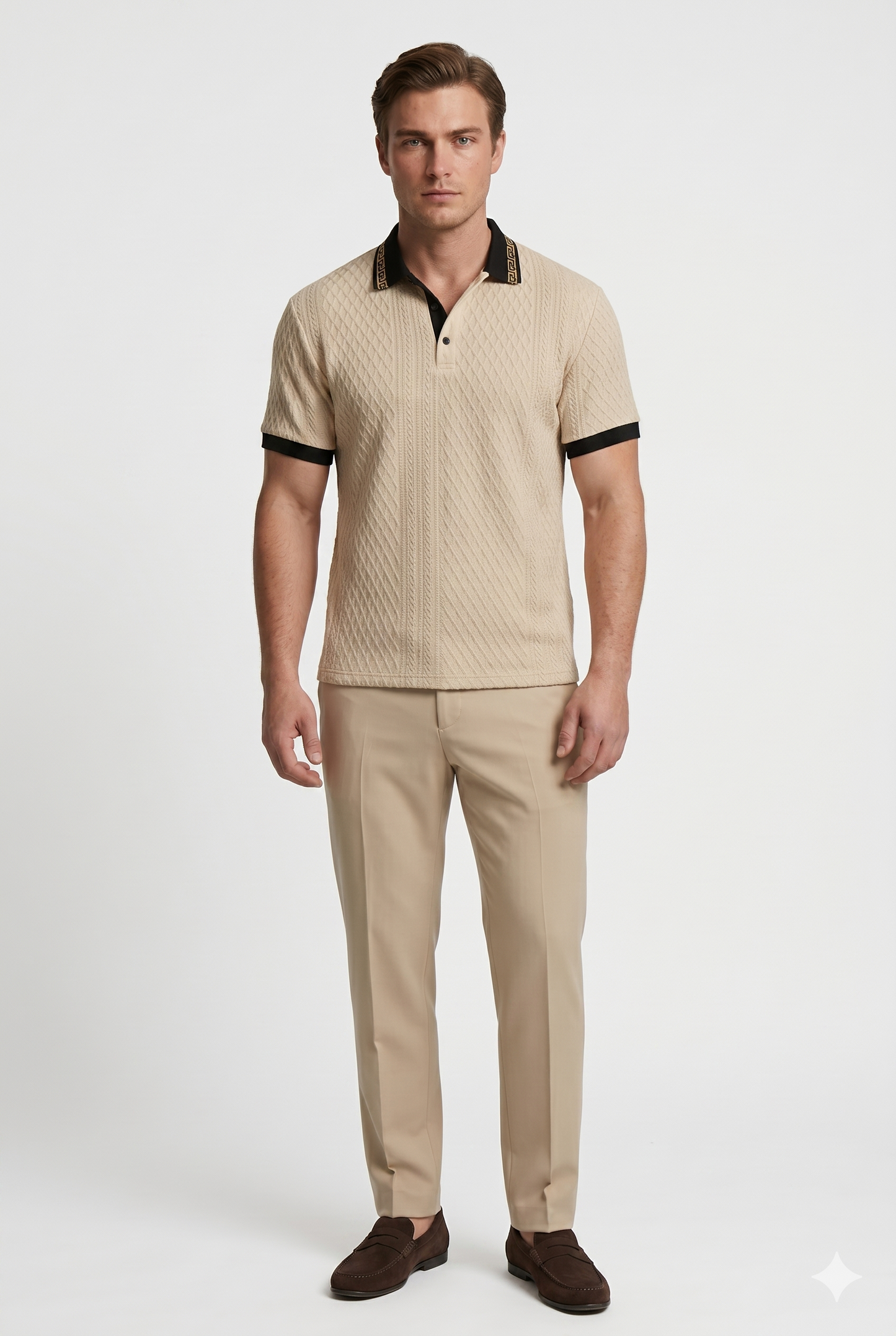 Poloshirt Tekstureret Struktur Slim Fit Åndbar Komfort