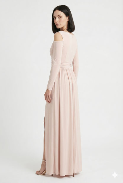Maxikjole Draperet Struktur Slim Fit Slids Elegant Silhuet