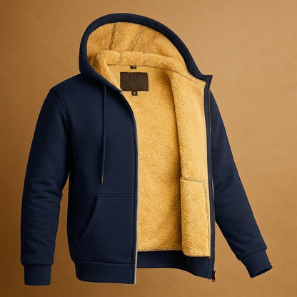 Sudadera con capucha para hombre con cremallera y forro polar – Sudadera cálida con bolsillos para otoño, invierno y el día a día informal