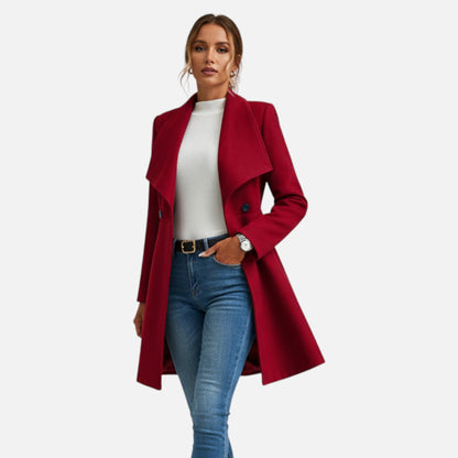 Abrigo de lana para mujer con cuello de solapa - Abrigo de invierno clásico para otoño, invierno, la oficina y el día a día