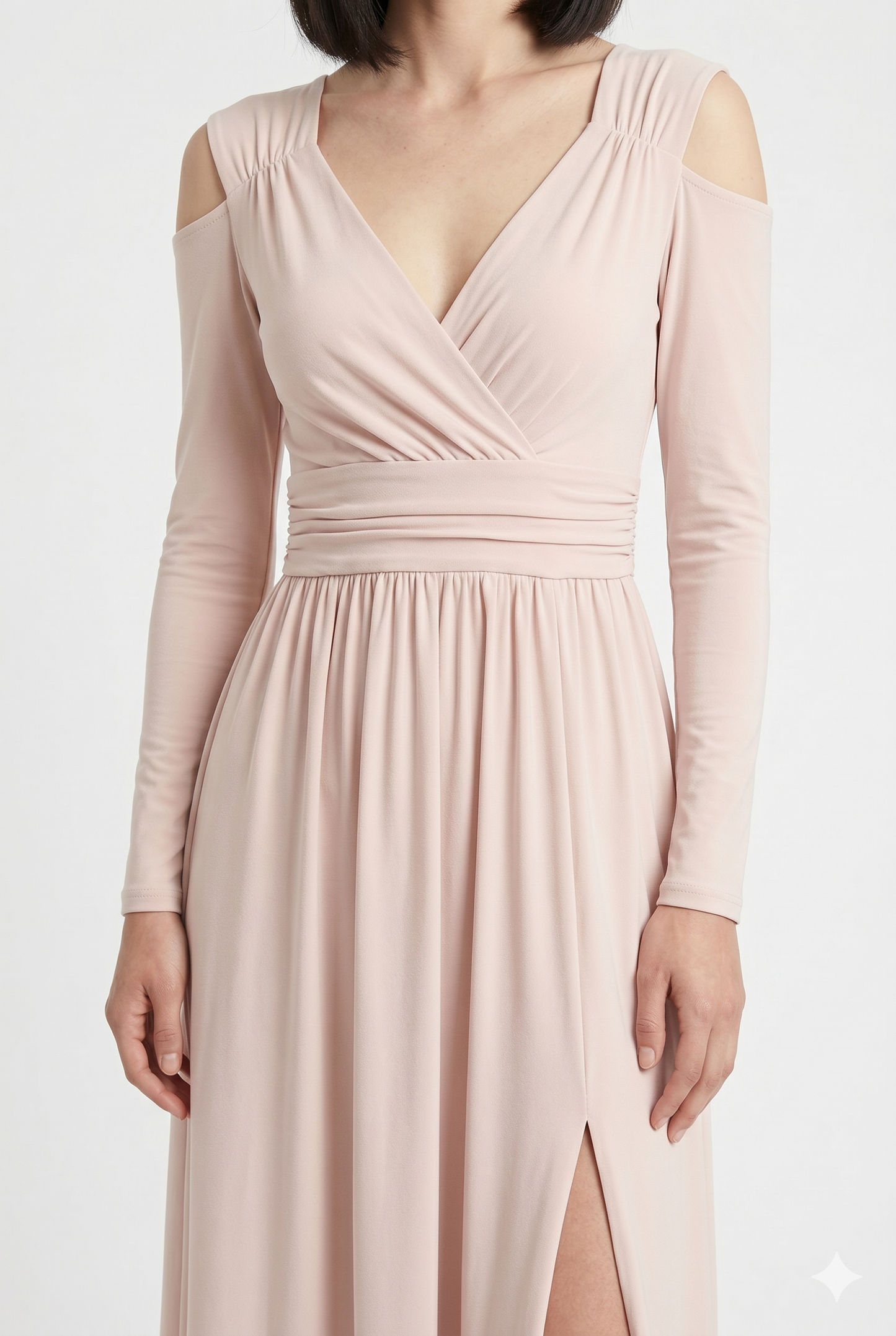Maxikjole Draperet Struktur Slim Fit Slids Elegant Silhuet