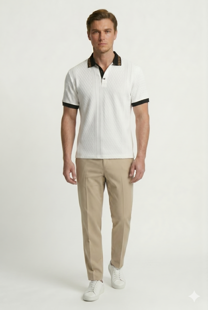 Poloshirt Tekstureret Struktur Slim Fit Åndbar Komfort