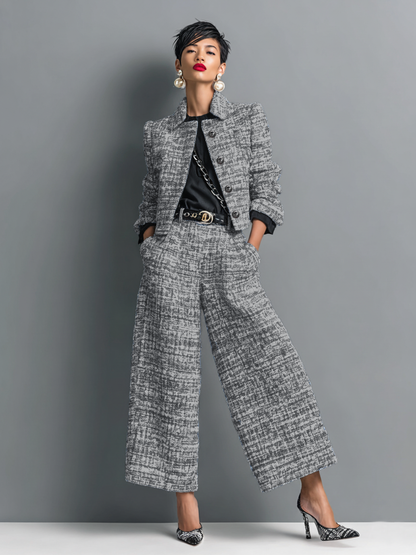 Men's 2-Piece Suit with Textured Finish – Tailored Blazer and Trousers for the Office, Business, Parties, and Formal Occasions