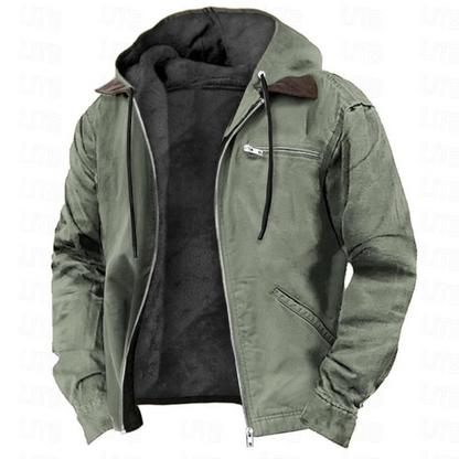 Men's Winter Jacket with Detachable Hood and Zip Closure – Warm Jacket for Fall, Winter, Leisure, and Everyday Wear