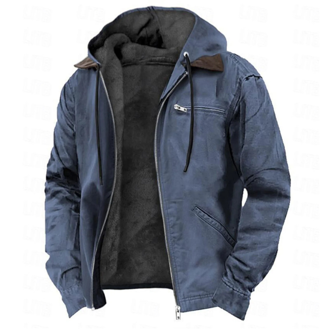 Men's Winter Jacket with Detachable Hood and Zip Closure – Warm Jacket for Fall, Winter, Leisure, and Everyday Wear
