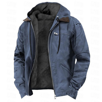 Men's Winter Jacket with Detachable Hood and Zip Closure – Warm Jacket for Fall, Winter, Leisure, and Everyday Wear