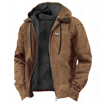 Men's Winter Jacket with Detachable Hood and Zip Closure – Warm Jacket for Fall, Winter, Leisure, and Everyday Wear