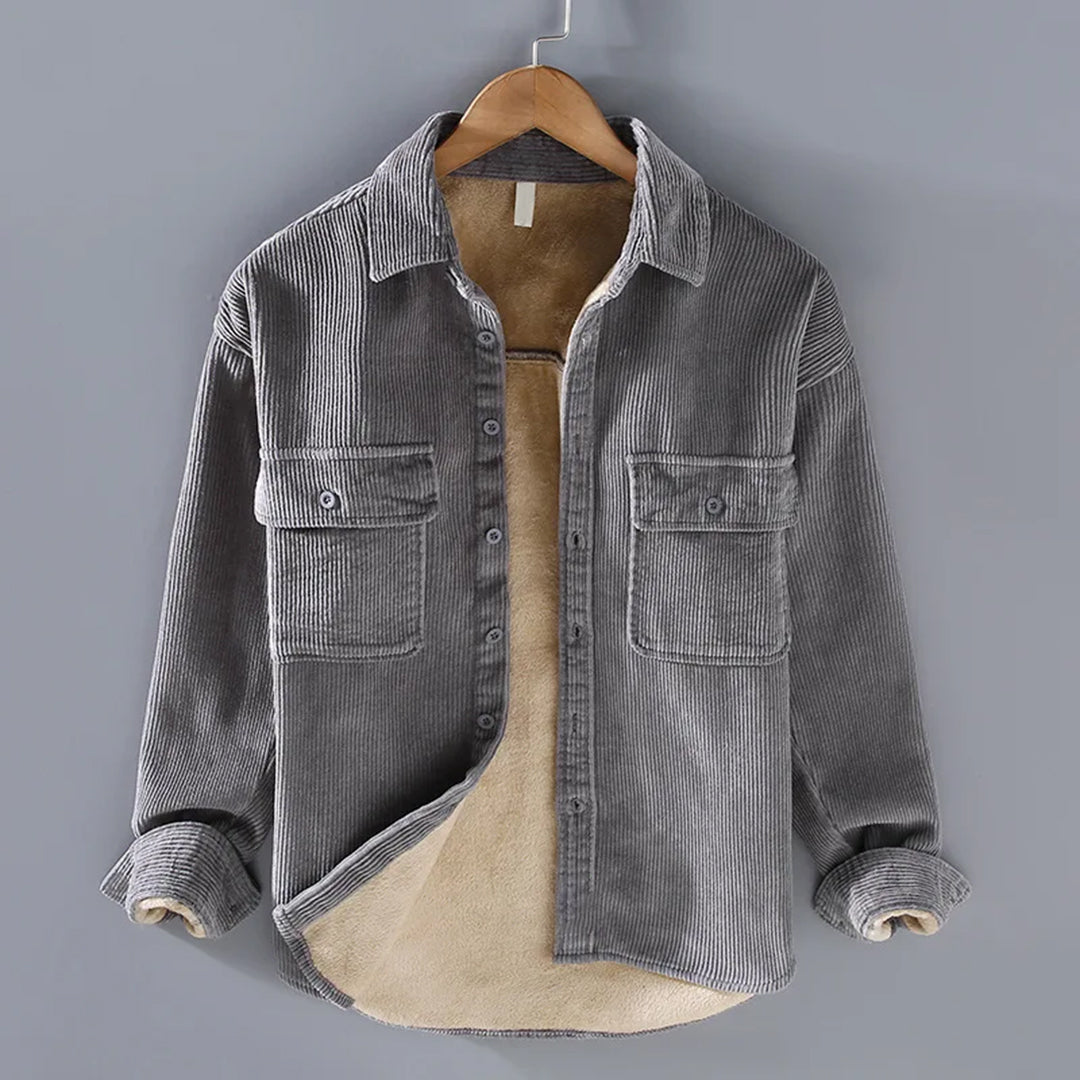Herre Fløjlsovershirt Med Knaplukning Og Brystlommer – Varm Skjortejakke Til Lag-på-lag Styling, Efterår, Vinter Og Hverdagsbrug