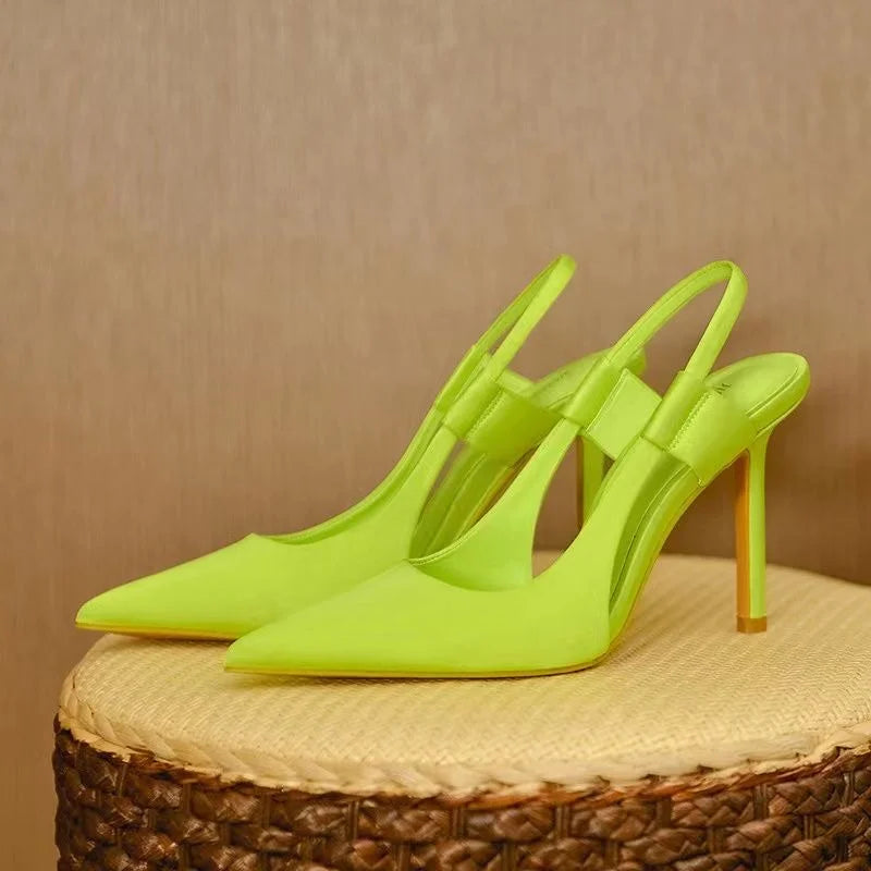 Women's Pointed-Toe Slingback Pumps with Slim Stiletto Heel – Elegant Shoes for Parties, the Office, Weddings, and Special Occasions