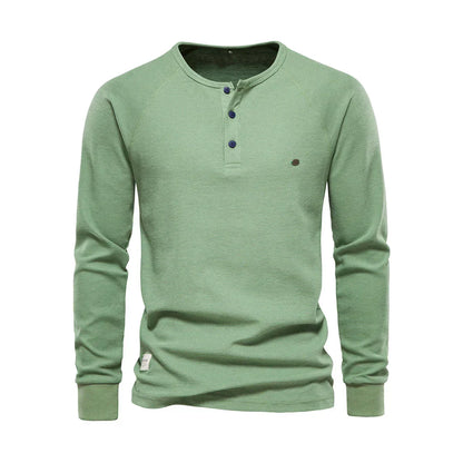 Camisa Henley de manga larga para hombre con cierre de botones en el cuello: camisa informal para el día a día, tiempo libre, vacaciones y estilo smart casual