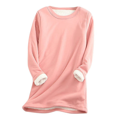 Dame Lang Fleece-sweatshirt Med Rund Hals – Blød Og Varm Pullover Til Efterår, Hverdagsbrug, Fritid Og Lag-på-lag Styling