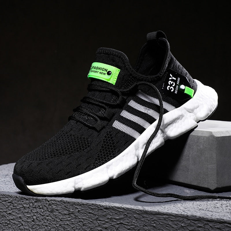 Herre Åndbare Strikkede Sneakers Med Polstret Fleksibel Sål