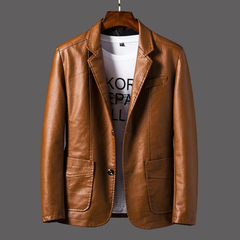 Męska kurtka o wyglądzie skóry o dopasowanym kroju – elegancka kurtka na wiosnę, lato, do biura i stylizacji smart casual