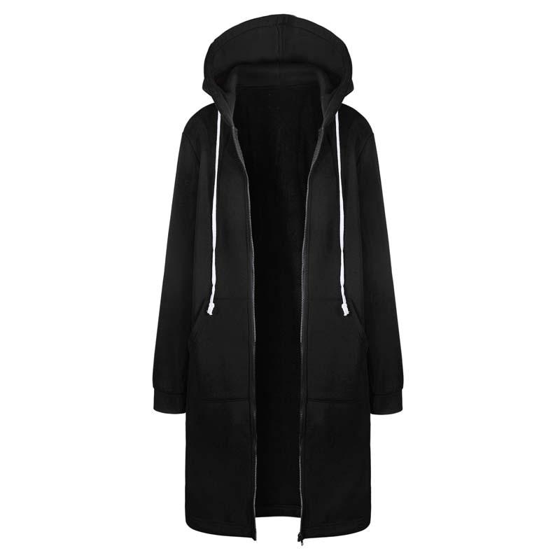 Women's Long Hooded Zip-Up Sweatshirt with Front Pockets - Relaxed Hoodie Jacket for Everyday Wear, Leisure and Layering