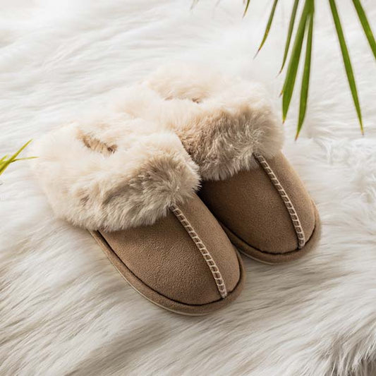 Women's Faux Fur Slippers – Warm Lined Indoor Shoes with Non-Slip Sole