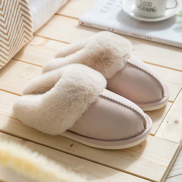 Dame Faux Fur Hjemmesko – Varme Forede Indesko Med Skridsikker Sål