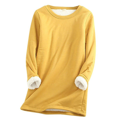 Dame Lang Fleece-sweatshirt Med Rund Hals – Blød Og Varm Pullover Til Efterår, Hverdagsbrug, Fritid Og Lag-på-lag Styling