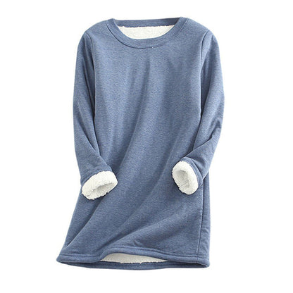 Dame Lang Fleece-sweatshirt Med Rund Hals – Blød Og Varm Pullover Til Efterår, Hverdagsbrug, Fritid Og Lag-på-lag Styling