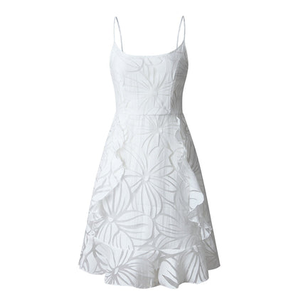 Rochie mini de damă cu imprimeu și detalii cu volane – Rochie de vară ușoară pentru vacanță, purtare zilnică și ocazii casual