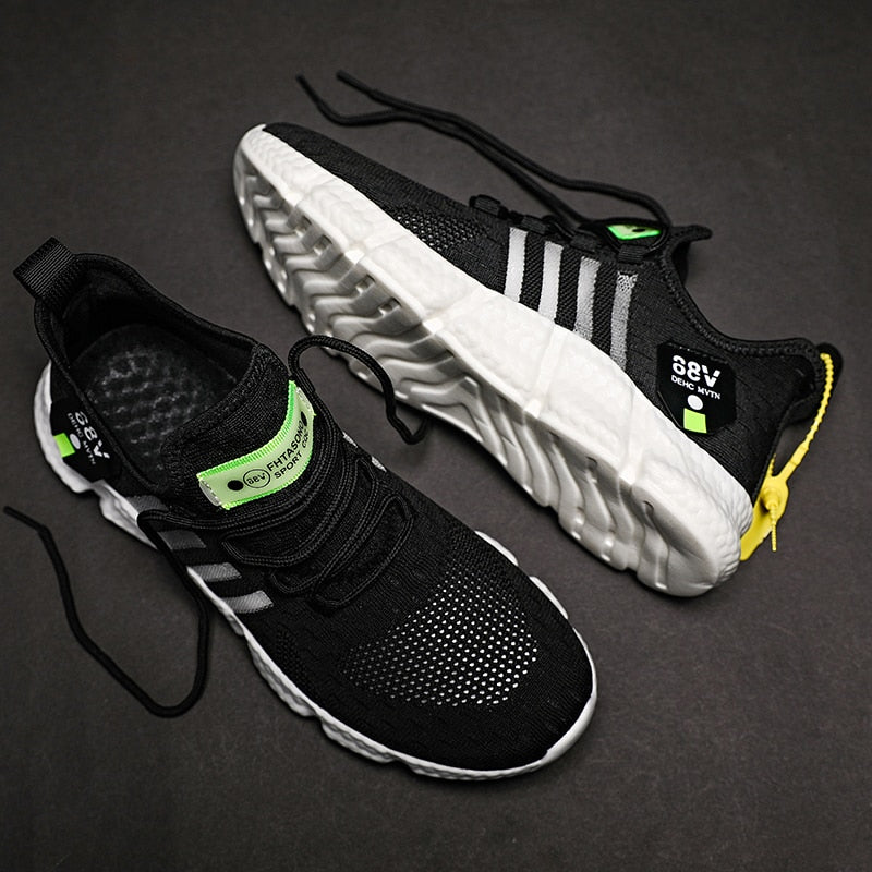Herre Åndbare Strikkede Sneakers Med Polstret Fleksibel Sål