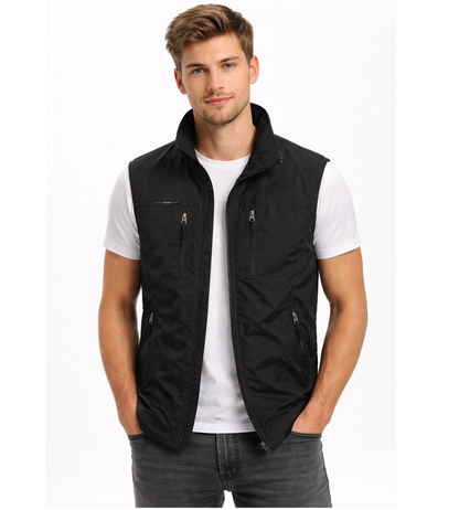 Men's quilted vest with zip closure and high collar – practical transitional jacket for outdoor use, everyday wear, and leisure