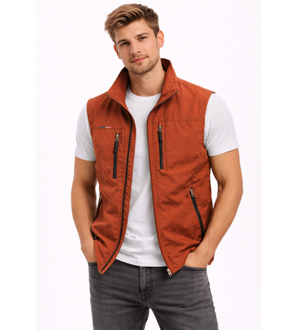 Men's quilted vest with zip closure and high collar – practical transitional jacket for outdoor use, everyday wear, and leisure