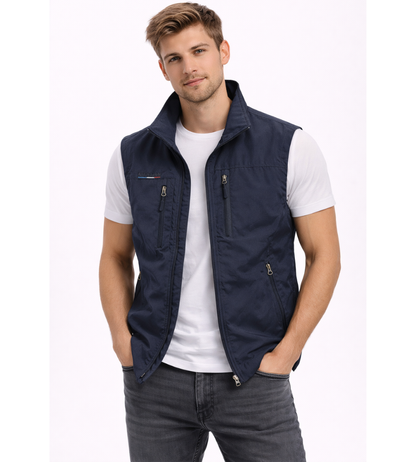 Men's quilted vest with zip closure and high collar – practical transitional jacket for outdoor use, everyday wear, and leisure