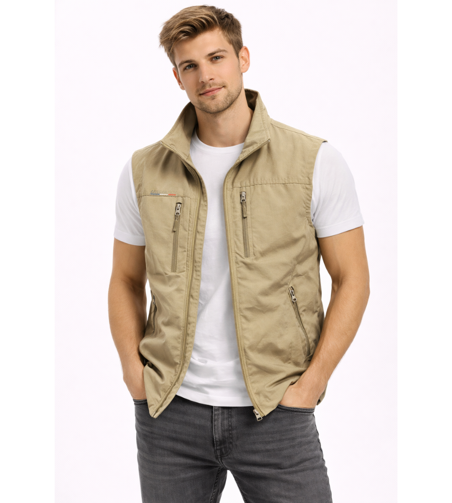 Men's quilted vest with zip closure and high collar – practical transitional jacket for outdoor use, everyday wear, and leisure