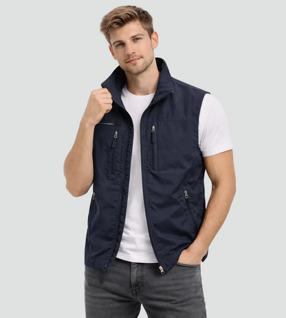 Men's quilted vest with zip closure and high collar – practical transitional jacket for outdoor use, everyday wear, and leisure
