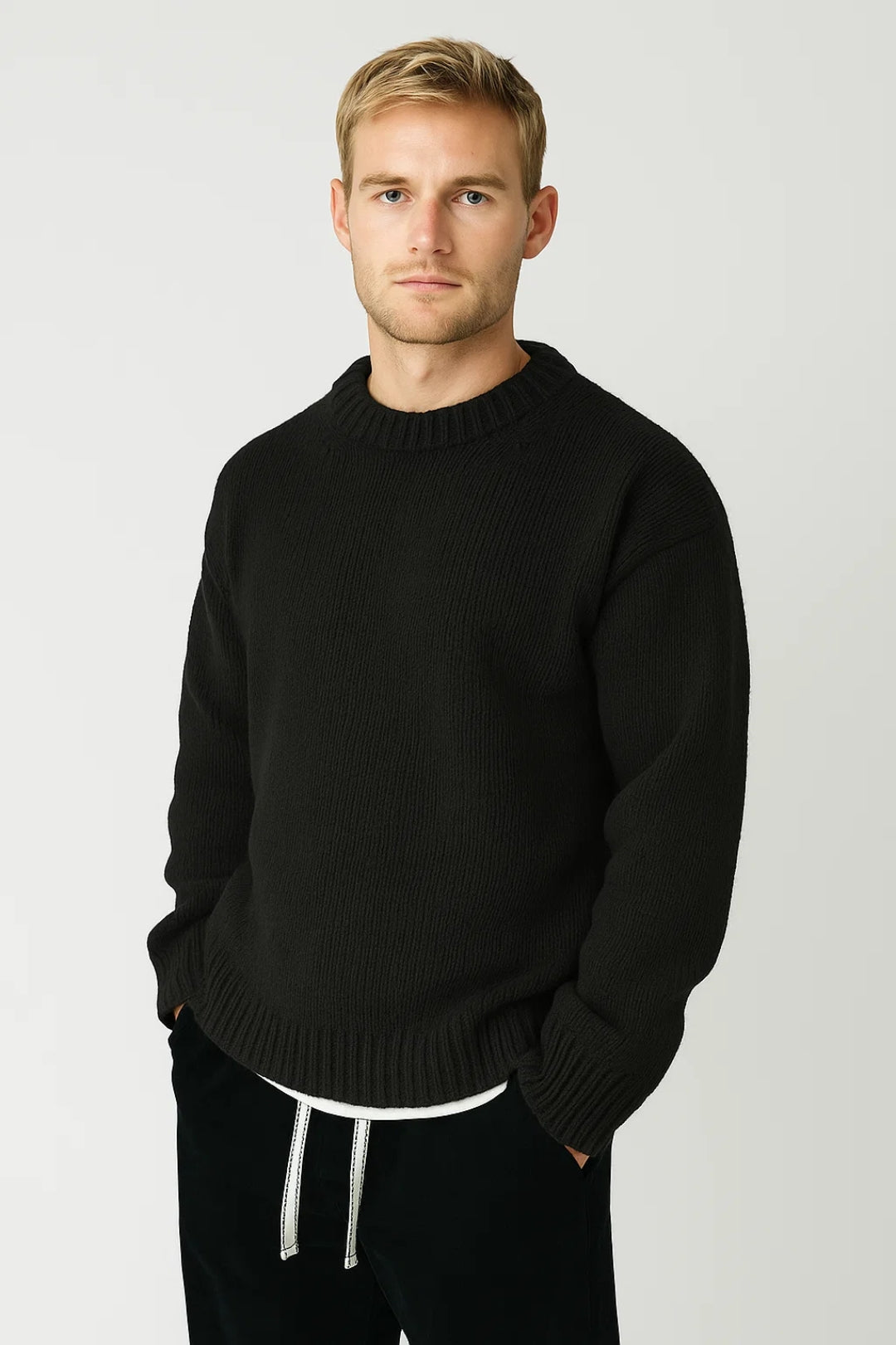 Men's Oversized Crew-Neck Sweater – Comfortable Sweater for Fall, Winter, Leisure, and Smart Casual Style