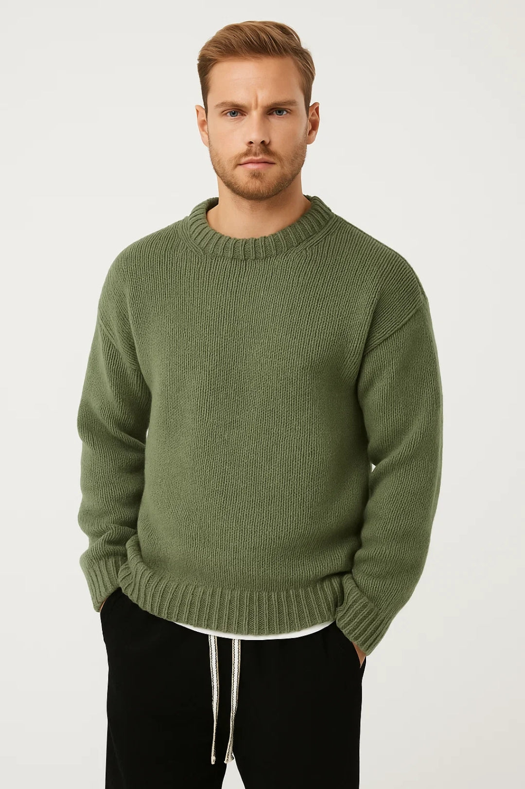 Men's Oversized Crew-Neck Sweater – Comfortable Sweater for Fall, Winter, Leisure, and Smart Casual Style