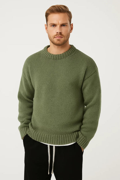 Men's Oversized Crew-Neck Sweater – Comfortable Sweater for Fall, Winter, Leisure, and Smart Casual Style
