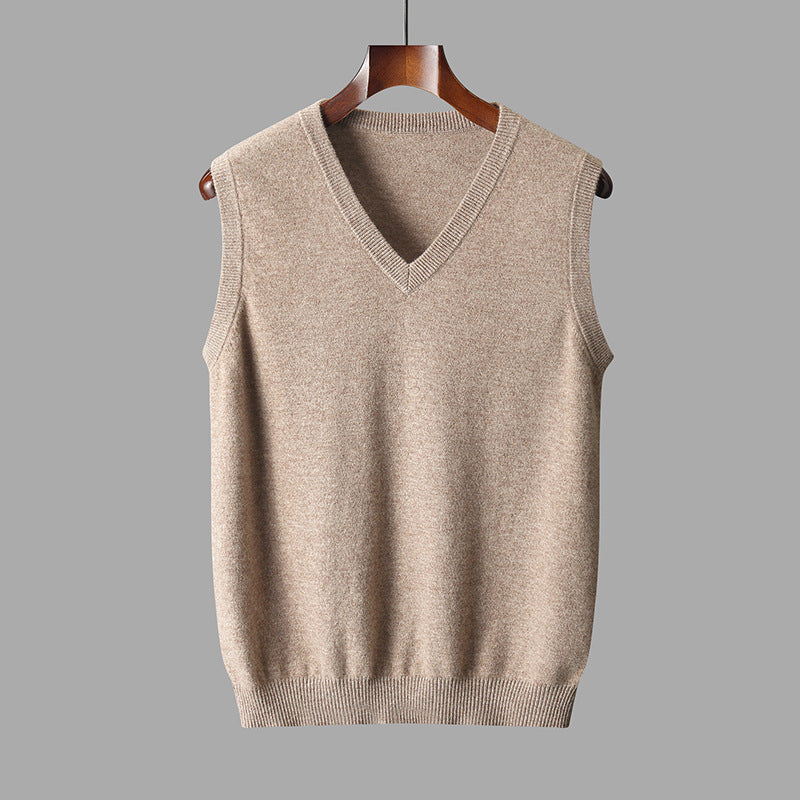 Herre Strikket V-Hals Pullover Vest Til Lag-På-Lag Stil