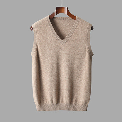 Herre Strikket V-Hals Pullover Vest Til Lag-På-Lag Stil
