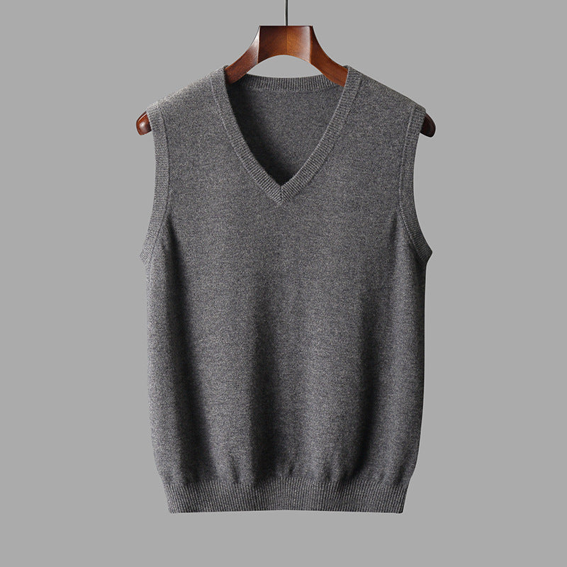 Herre Strikket V-Hals Pullover Vest Til Lag-På-Lag Stil
