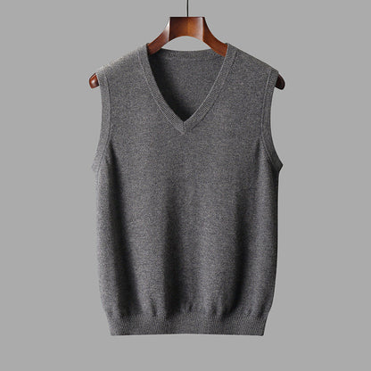 Herre Strikket V-Hals Pullover Vest Til Lag-På-Lag Stil