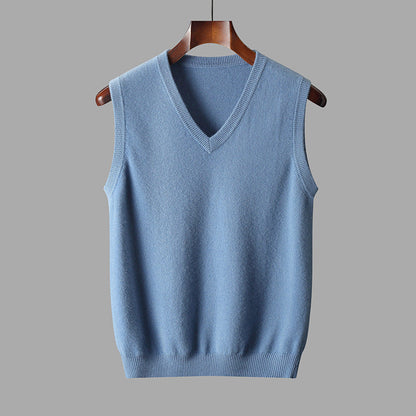 Herre Strikket V-Hals Pullover Vest Til Lag-På-Lag Stil