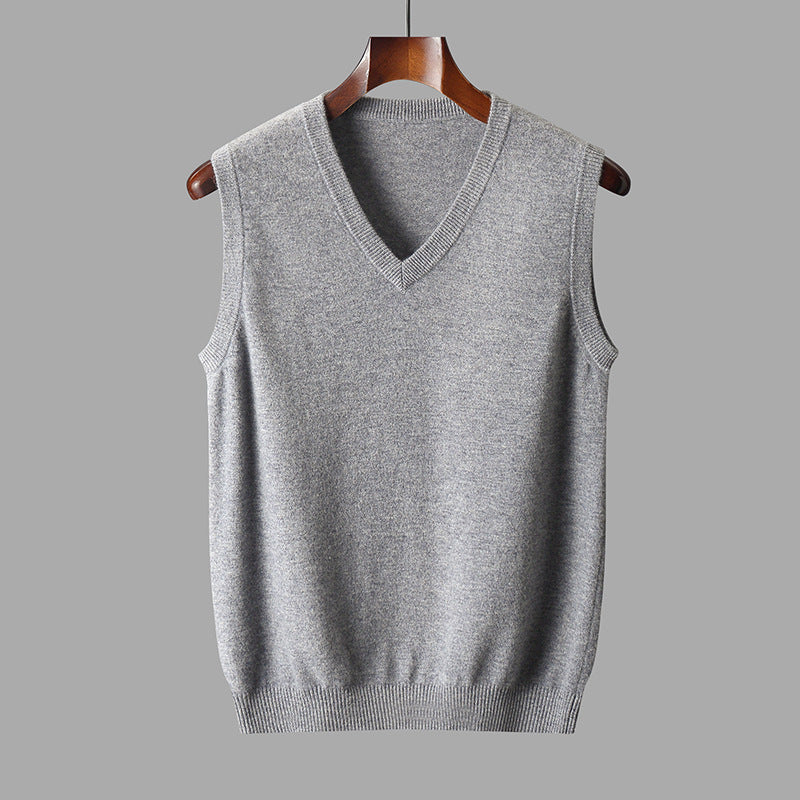 Herre Strikket V-Hals Pullover Vest Til Lag-På-Lag Stil