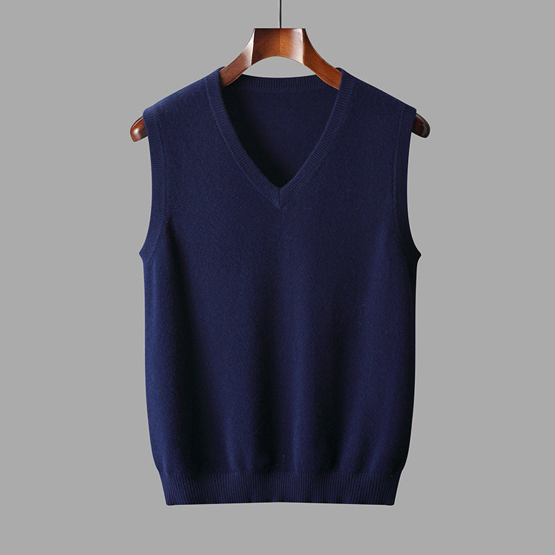 Herre Strikket V-Hals Pullover Vest Til Lag-På-Lag Stil
