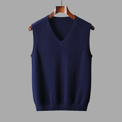 Herre Strikket V-Hals Pullover Vest Til Lag-På-Lag Stil