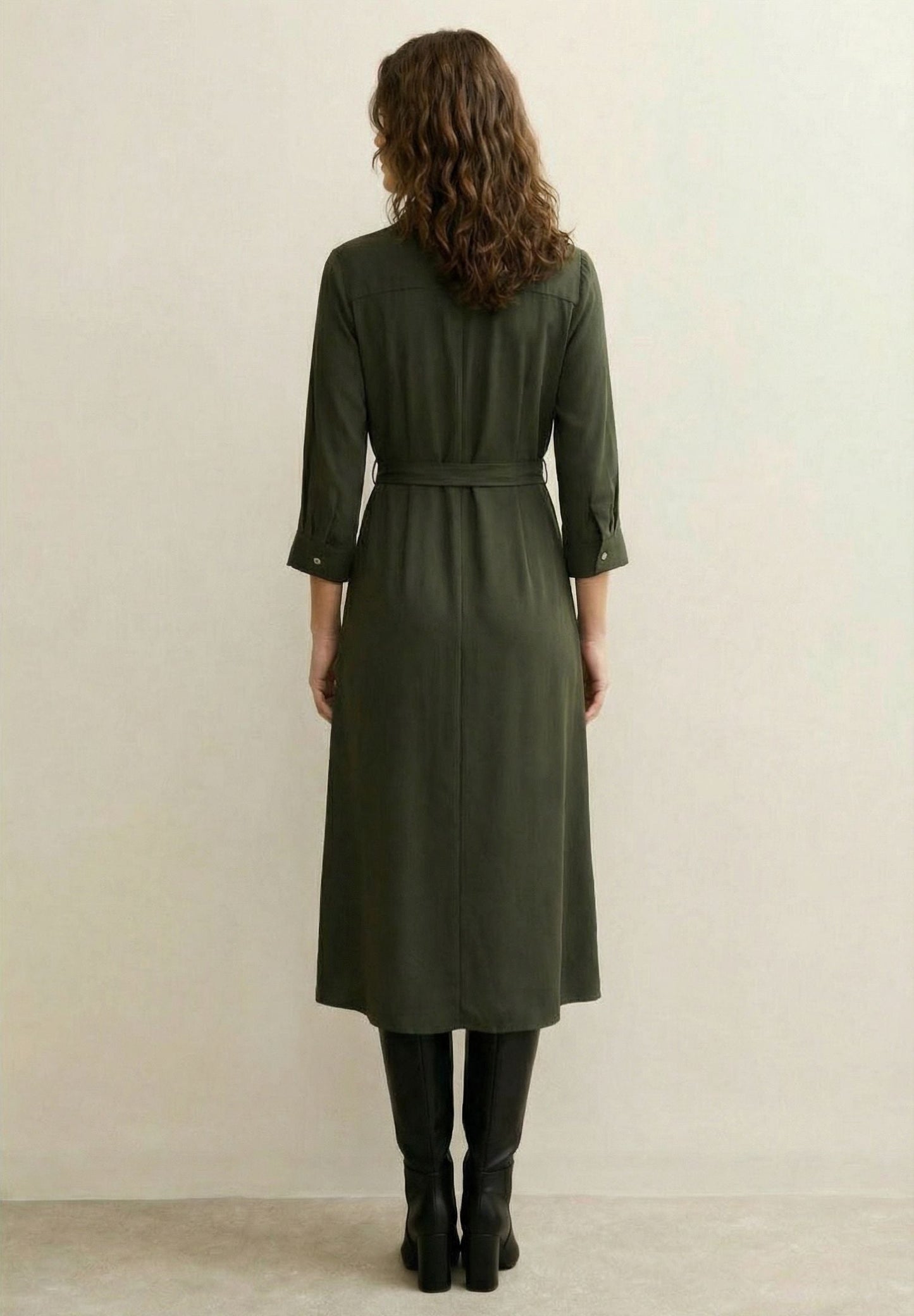 Langærmet midi-bluse-kjole