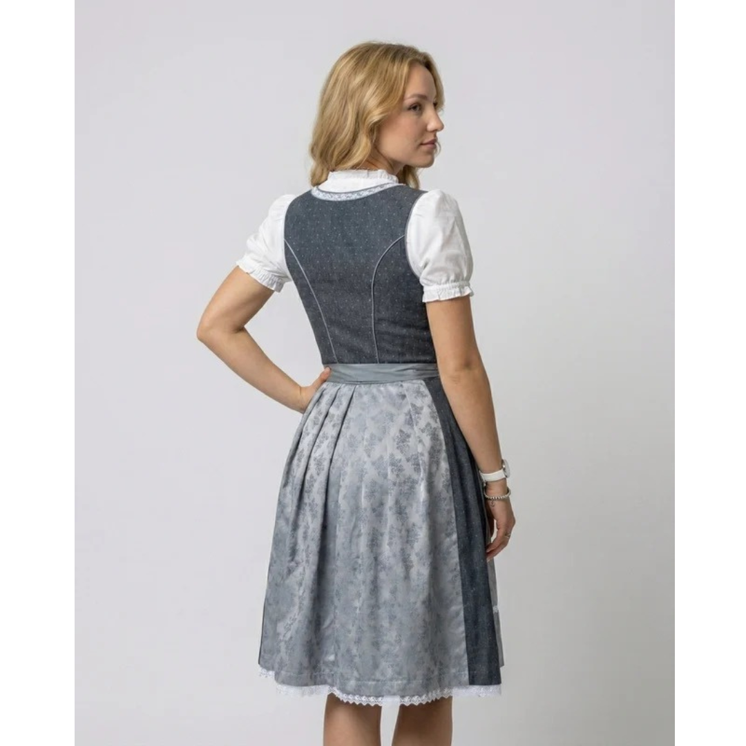 Dame Klassisk Dirndl-midikjole Med Dekorativt Forklæde – Traditionel Kjole Til Oktoberfest, Festivaler, Fest Og Særlige Anledninger