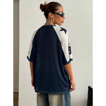 Tricou sport oversized din plasă pentru bărbați, cu imprimeu – tricou cu croială lejeră pentru timpul liber, purtare zilnică și ținute casual