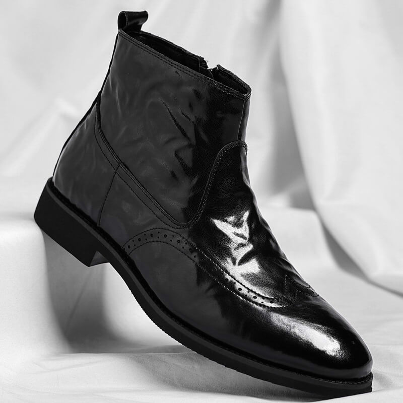 Herre Brogue-ankelstøvler I Italiensk Læder – Elegant Design Til Business Casual, Kontor, Fest Og Aftenbrug