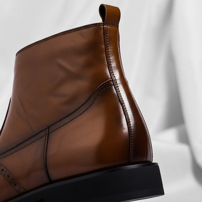 Herre Brogue-ankelstøvler I Italiensk Læder – Elegant Design Til Business Casual, Kontor, Fest Og Aftenbrug