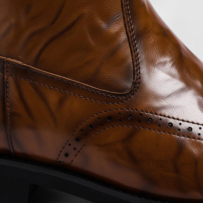 Herre Brogue-ankelstøvler I Italiensk Læder – Elegant Design Til Business Casual, Kontor, Fest Og Aftenbrug
