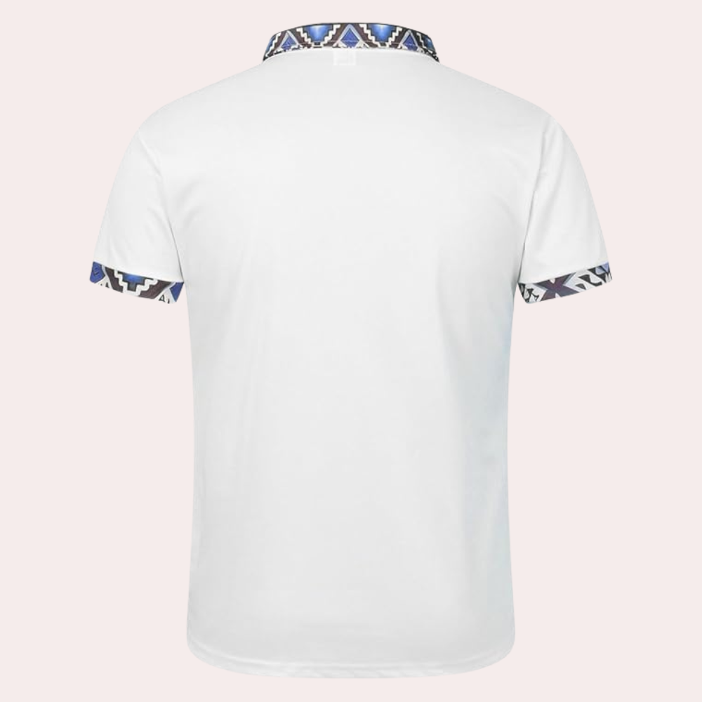 Herre Slim Fit Poloskjorte Med Broderede Mønsterdetaljer – Afslappet Skjorte Til Hverdagsbrug, Fritid Og Smart Casual Stil