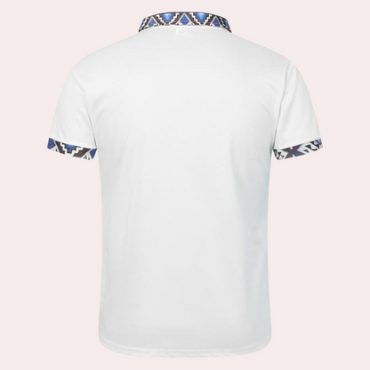 Herre Slim Fit Poloskjorte Med Broderede Mønsterdetaljer – Afslappet Skjorte Til Hverdagsbrug, Fritid Og Smart Casual Stil