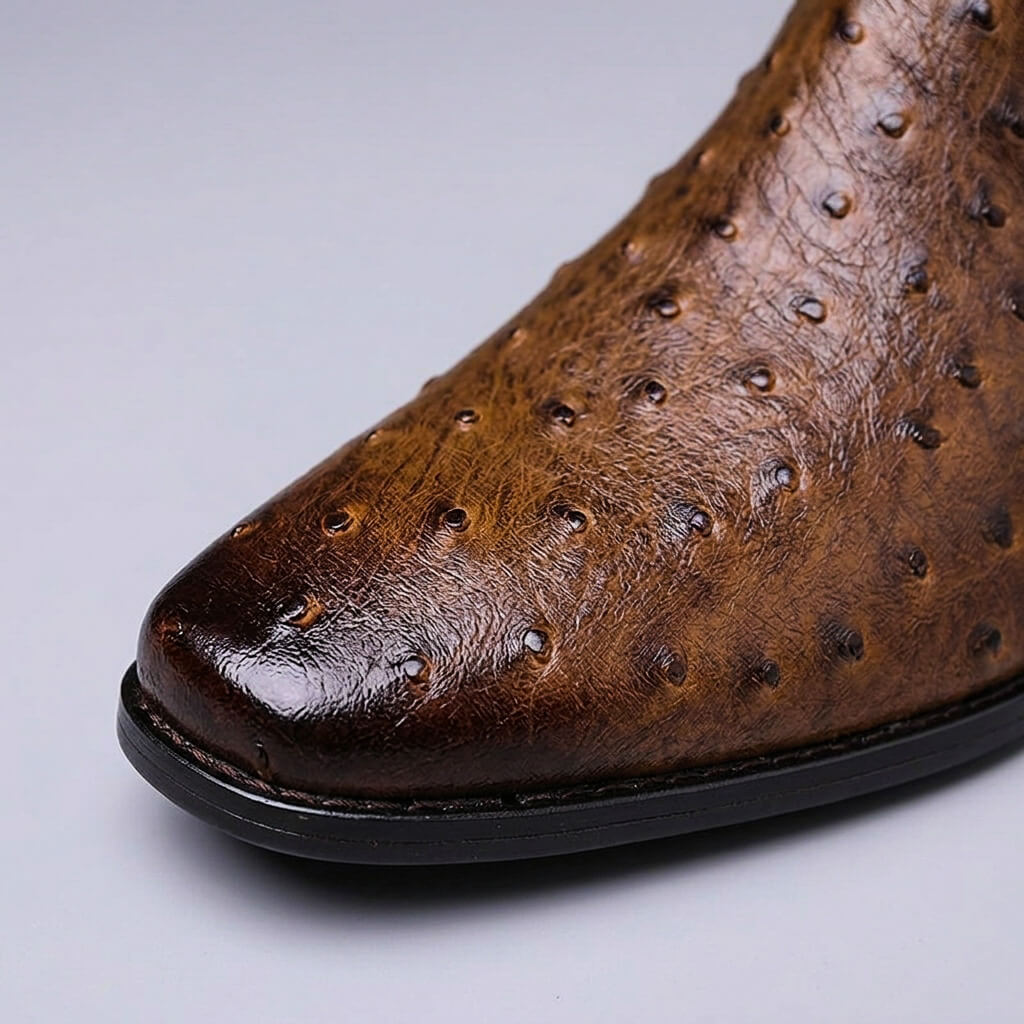 Herre Chelsea-støvler I Præget Læder Med Tekstureret Design – Klassiske Slip-on Ankelstøvler Til Formelle Anledninger, Kontor Og Smart Casual Stil