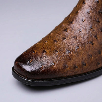 Herre Chelsea-støvler I Præget Læder Med Tekstureret Design – Klassiske Slip-on Ankelstøvler Til Formelle Anledninger, Kontor Og Smart Casual Stil